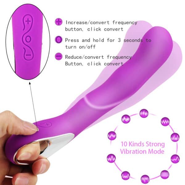 Vibrador Ponto G Acabamento Cromado Recarregável Roxo - Image 5