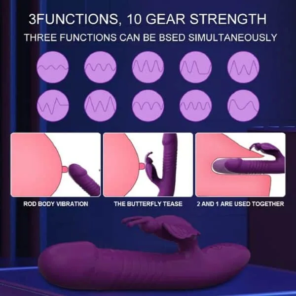Vibrador Vai e Vem Borboleta Recarregável Roxo - Image 6