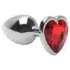 Plug Anal Médio Aço Inoxidável Cônico Cristal Coração Vermelho
