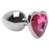 Plug Anal Médio Aço Inoxidável Cônico Cristal Coração Pink