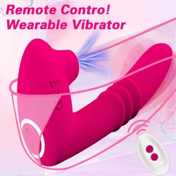 Vibrador de Calcinha Vai e Vem com Sugador Vermelho Escuro - Image 4