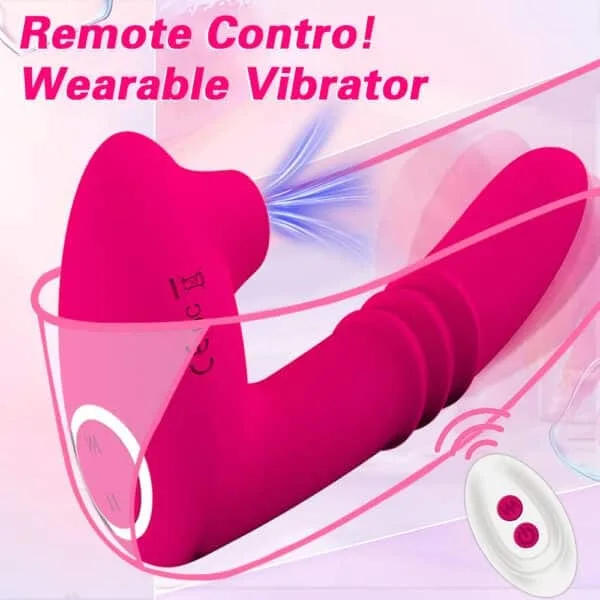 Vibrador de Calcinha Vai e Vem com Sugador Vermelho Escuro - Image 4
