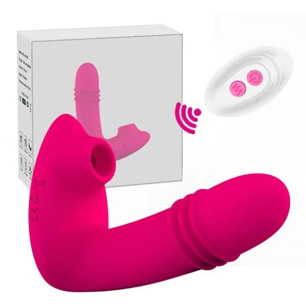 Vibrador de Calcinha Vai e Vem com Sugador Vermelho Escuro - Image 5
