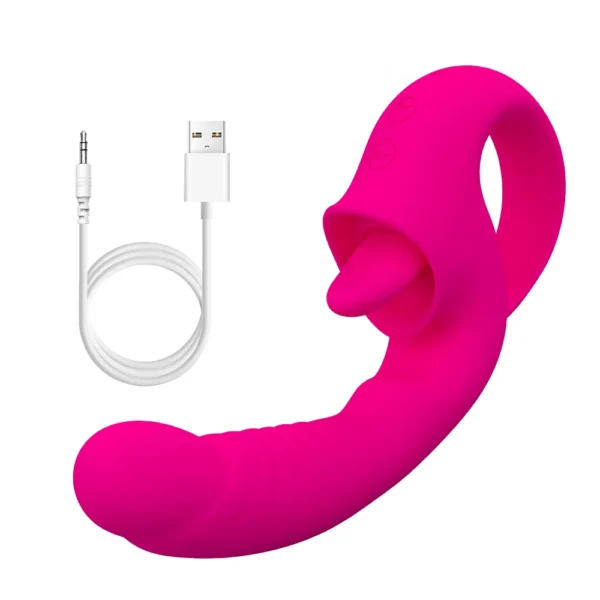 Vibrador Ponto G Lingua Sobe e Desce Clitóris Cor Pink