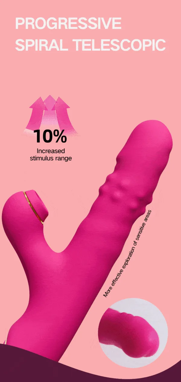 Vibrador Dildo Vai e Vem Rotativo Com Sugador Clitóris Cor Pink - Image 2