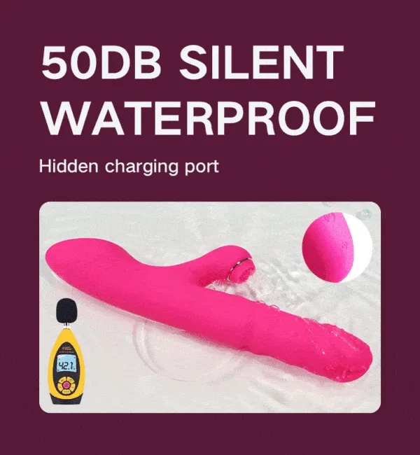 Vibrador Dildo Vai e Vem Rotativo Com Sugador Clitóris Cor Pink - Image 4