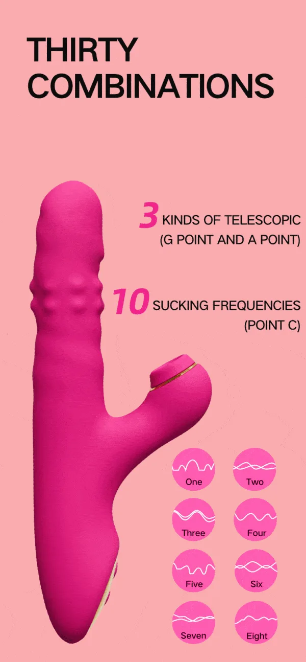Vibrador Dildo Vai e Vem Rotativo Com Sugador Clitóris Cor Pink - Image 7