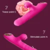 Vibrador Dildo Vai e Vem Rotativo Com Sugador Clitóris Cor Pink - Image 3