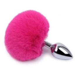 Plug Anal Pompom Aço Inoxidável Pink Tamanho P com  Sexy Import