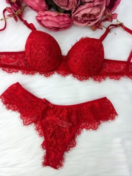 Conjunto Lingerie Renda Cílios com Bojo