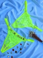 Calcinha Fio Personalizável Amarelo Neon Borboleta