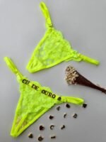 Calcinha Fio Personalizável Amarelo Neon Borboleta - Imagem 3