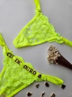 Calcinha Fio Personalizável Amarelo Neon Borboleta - Imagem 4