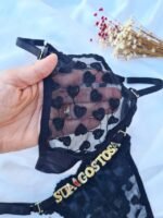 Calcinha Fio Personalizável Tule Preta Coração 0819 - Imagem 2