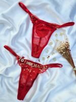 Calcinha Fio Personalizável Vermelha Lantejoula Tule - Imagem 2