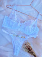 Conjunto Lingerie Renda Branco com Aro Personalizável
