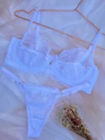 Conjunto Lingerie Renda Branco com Aro Personalizável - Imagem 2