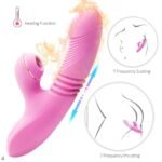 Vibrador Coelho Ponto G com Aquecimento e Sugador Clitóris Rosa