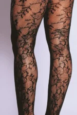 Macacão Arrastão Preto Com Liga Bodystocking - Imagem 4