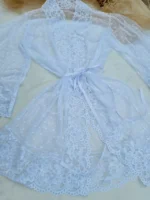 Robe Branco de Tule com Manga Média - Imagem 3