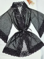 Robe Preto de Tule com Manga Média