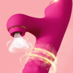Vibrador Dildo Vai e Vem Rotativo Com Sugador Clitóris Cor Pink