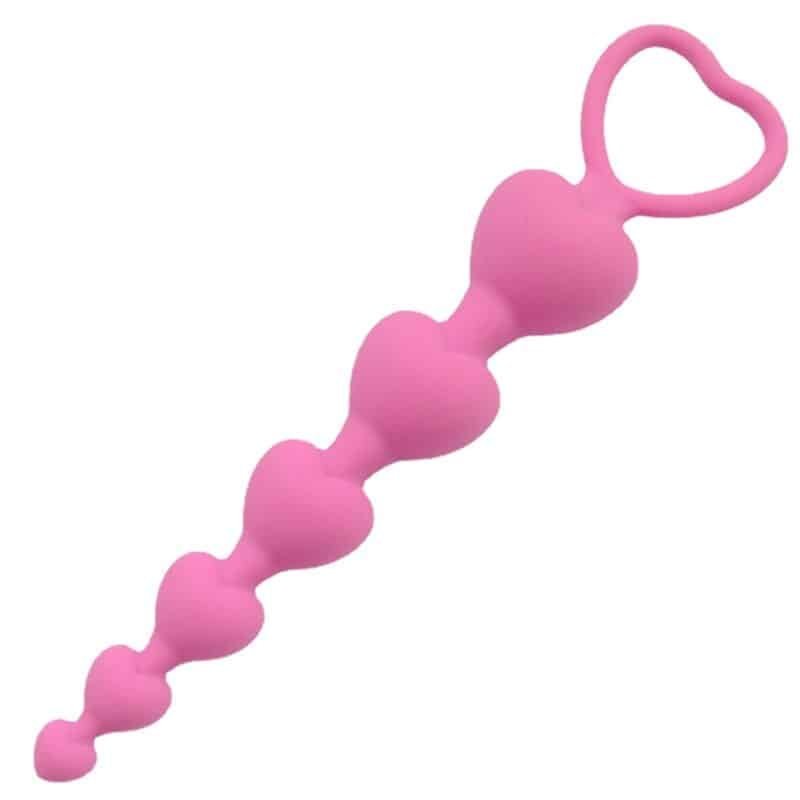 S5e1d055312d04a6d9de2ea438a064776V.jpg Plug Anal Esferas Coração Aveludado Rosa - Imagem 1