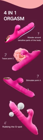 Vibrador Dildo Vai e Vem Rotativo Com Sugador Clitóris Cor Pink - Imagem 3