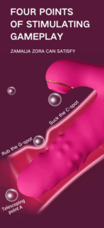 Vibrador Dildo Vai e Vem Rotativo Com Sugador Clitóris Cor Pink - Imagem 13