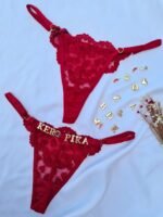 Calcinha Fio Vermelho Personalizável Tule Coração - Imagem 2