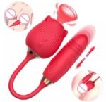 Vibrador Vai e Vem com Sugador Formato de Rosa (Vermelho)