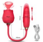 Vibrador Vai e Vem com Sugador Formato de Rosa (Vermelho) - Imagem 2