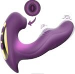 Vibrador Triplo Prazer c/ Sugador e Ponto G Roxo