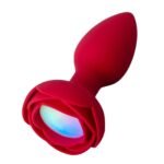 Plug Anal De Silicone Formato De Flor Com Led 10 Modos De Vibração E Rotação - Vermelho - Imagem 2