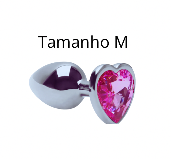 tamanho-p-10.png Plug Anal Tamanho M Aço Inoxidável - Formato Coração cor Rosa - Imagem 1