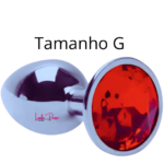 Plug Anal Tamanho G Aço Inoxidável - Pedra Redonda cor Vermelho