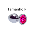 Plug Anal Tamanho P Aço Inoxidável  - Pedra Rodonda cor Pink