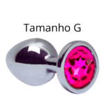 Plug Anal Tamanho G Aço Inoxidável  - Pedra Redonda cor Pink