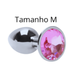 Plug Anal Tamanho M Aço Inoxidável - Pedra Redonda Rosa