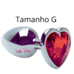 Plug Anal Tamanho G Aço Inoxidável - Formato Coração cor Vermelho