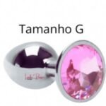 Plug Anal Tamanho G Aço Inoxidável - Pedra Redonda Rosa