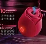 Rosa Sugador Clitoriano 10 modos de Sucção Recarregavél Cor Vermelho