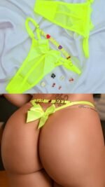 Calcinha de Tule Personalizável Verde Neon com Laço - Imagem 2