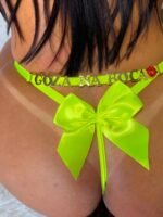 Calcinha de Tule Personalizável Verde Neon com Laço