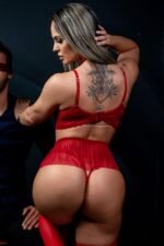 Conjunto de Renda com Sainha e Liga  Vermelho - Imagem 5