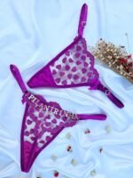 Calcinha Fio Roxo Personalizável Tule Coração - Imagem 2