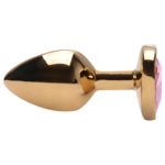 Plug Anal P em Aço Dourado Coração Pedra Rosa Vipmix - Imagem 2