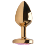 Plug Anal P em Aço Dourado Coração Pedra Rosa Vipmix - Imagem 3