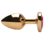 Plug Anal P em Aço Dourado Coração Pedra Vermelha Vipmix - Imagem 2